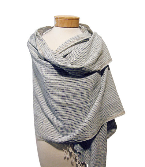 Organic Cotton and Natural Indigo Open Weave Scarf
