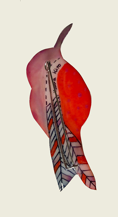 Handpainted Juan Fernandez Hummingbird Pin - Red