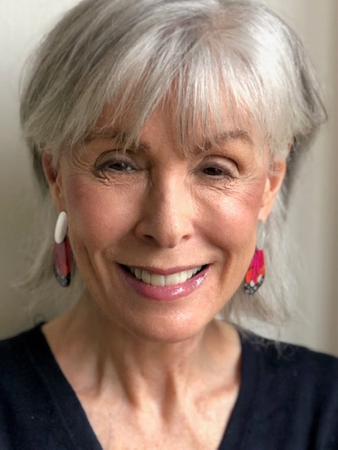 Handpainted Butterfly Earrings - Red Monarch - Dangling Wings with Silver Oval - Mini