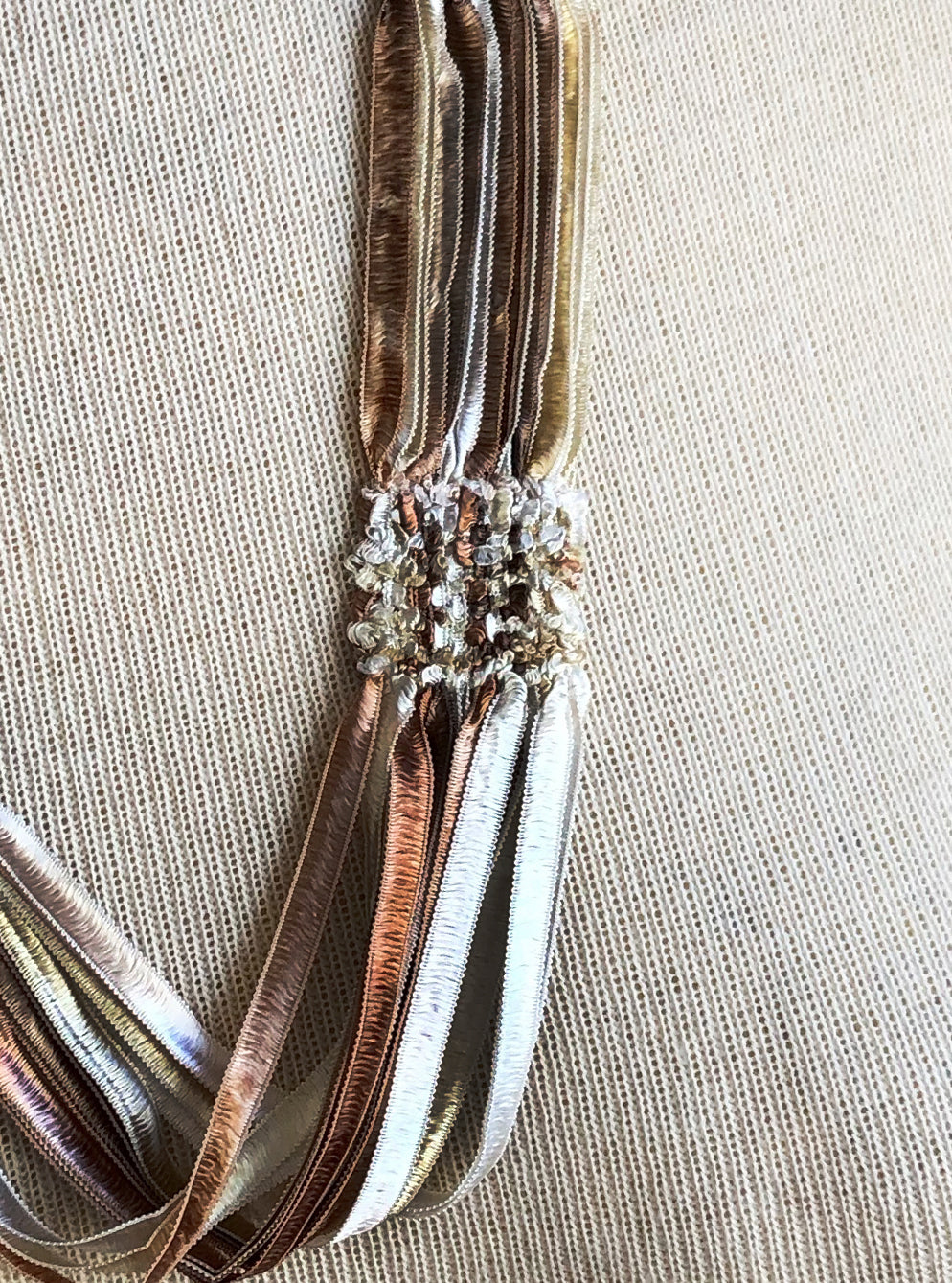 Handwoven Ribbon Necklace - Warm Neutrals