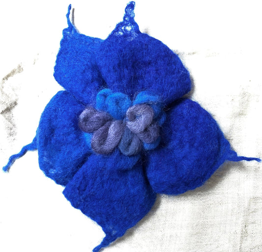 Felt Flower Pin - Royal Blue