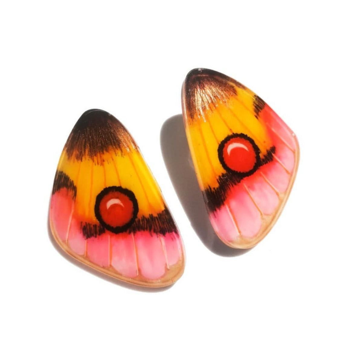 Handpainted Butterfly Earrings - Owl Moth Wing - Mini