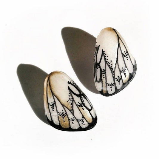 Handpainted Butterfly Earrings - White Tatochila - Mini