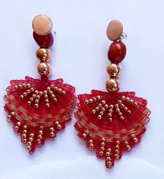 Crin Earrings with Copper Beads by Chantal Bernsau-Red