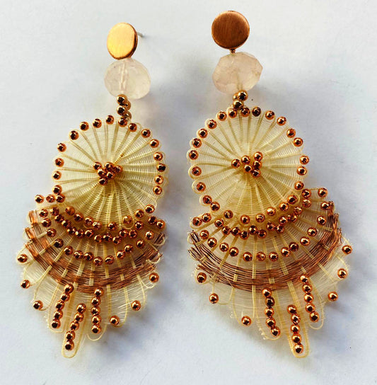 Crin Earrings with Copper Beads by Chantal Bernsau - White