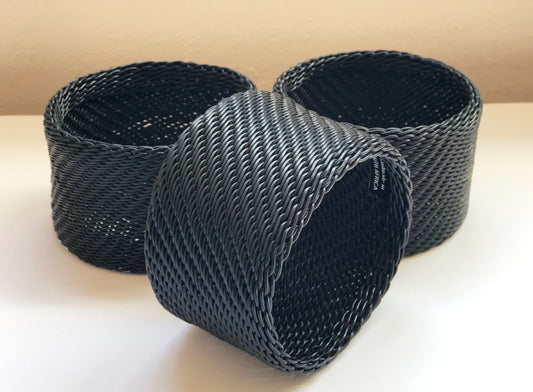 South African Hand Woven Telephone Wire Bracelets- Large Black