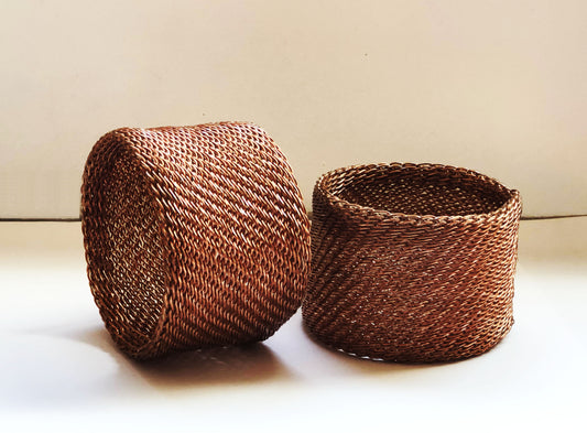 South African Hand Woven Telephone Wire Bracelets- Large -Copper